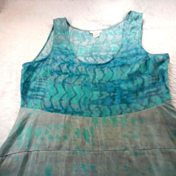 Sundance Watercolor Blue Sleeveless 100% Silk Maxi Dress Vintage Boho Size 12... - Picture 8 of 16